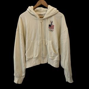 Looney‎ Tunes x TEAM USA Olympics Cream Embroidered Flag Bugs Bunny Hoodie XXL